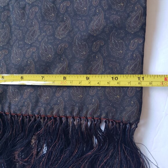 BURBERRY Vintage Cashmere Wool Silk Paisley Print Reversible Fringed  Scarf - Picture 4 of 5